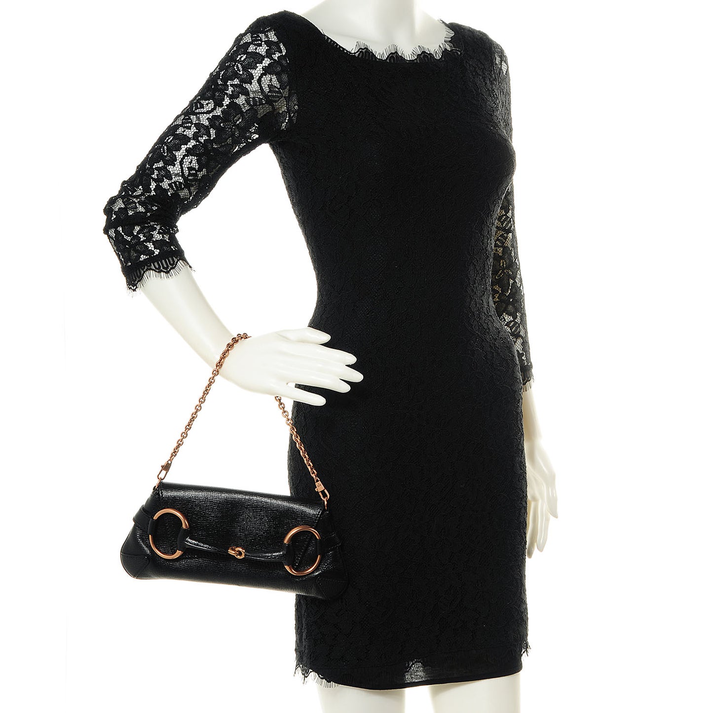 Leather Horsebit Clutch Black