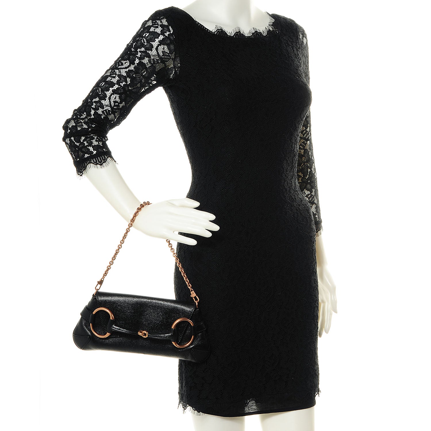 Gucci Leather Horsebit Clutch Black 2 of 8