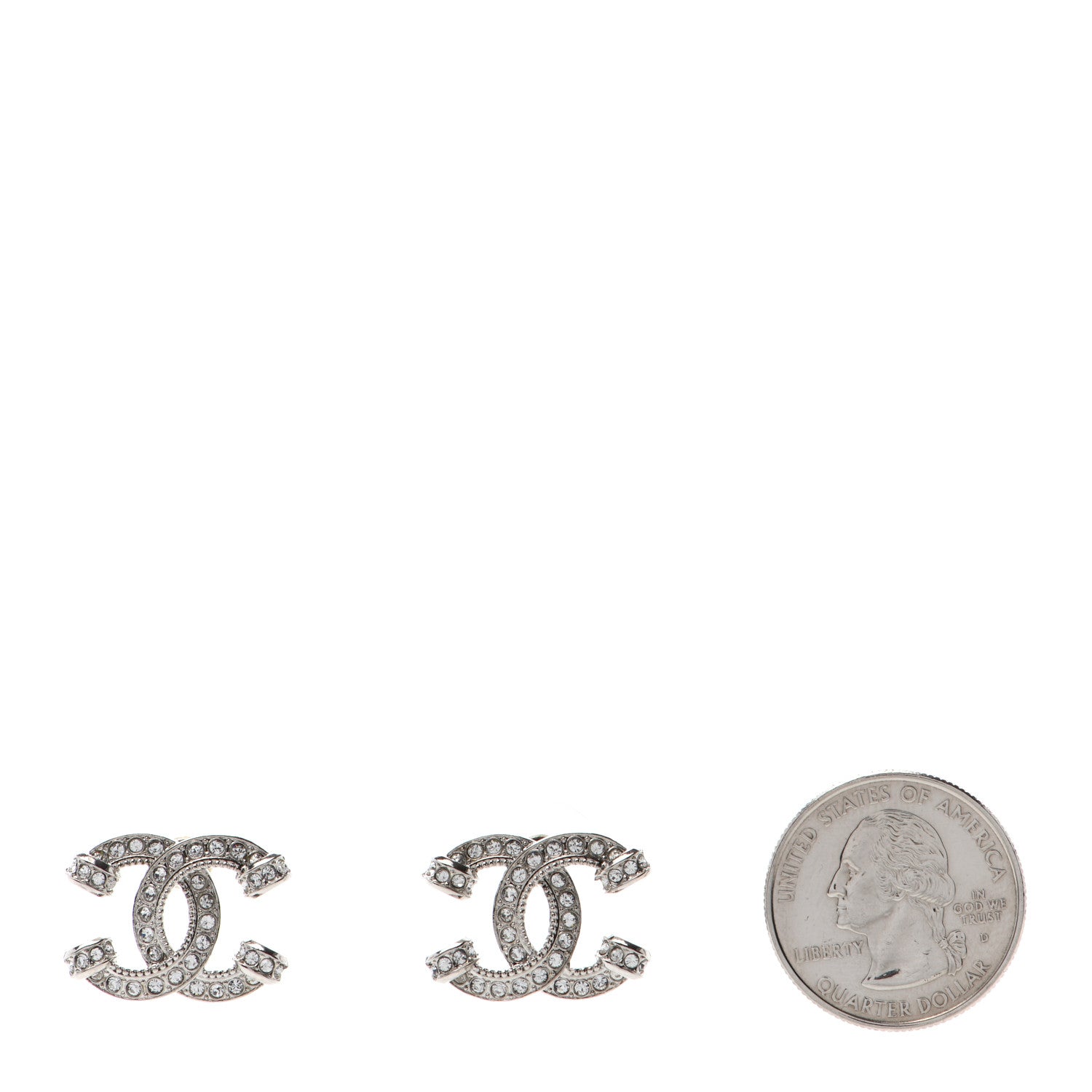 Chanel Crystal CC Earrings Silver 2 of 5