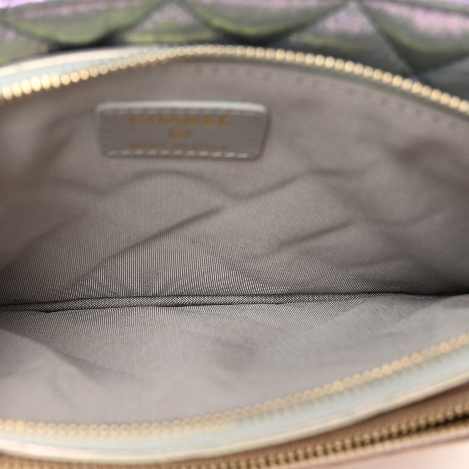 Chanel Iridescent Crumpled Calfskin Trio Cosmetic Case Blue Pink Ivory 6 of 11