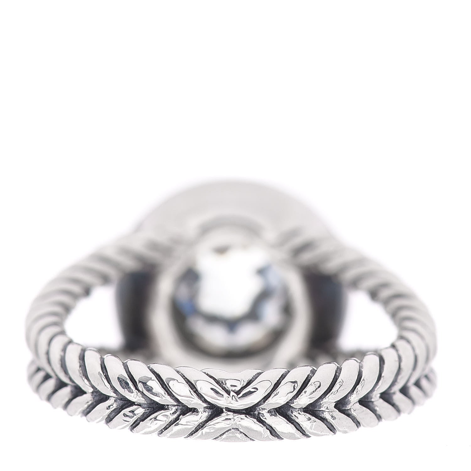 David Yurman Sterling Silver Diamond Prasiolite 8mm Petite Cerise Ring 56 7.5 4 of 5
