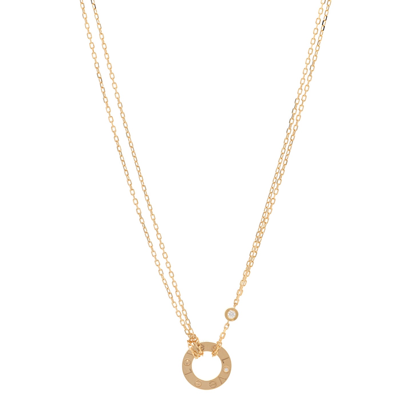18K Yellow Gold 2 Diamond LOVE Necklace