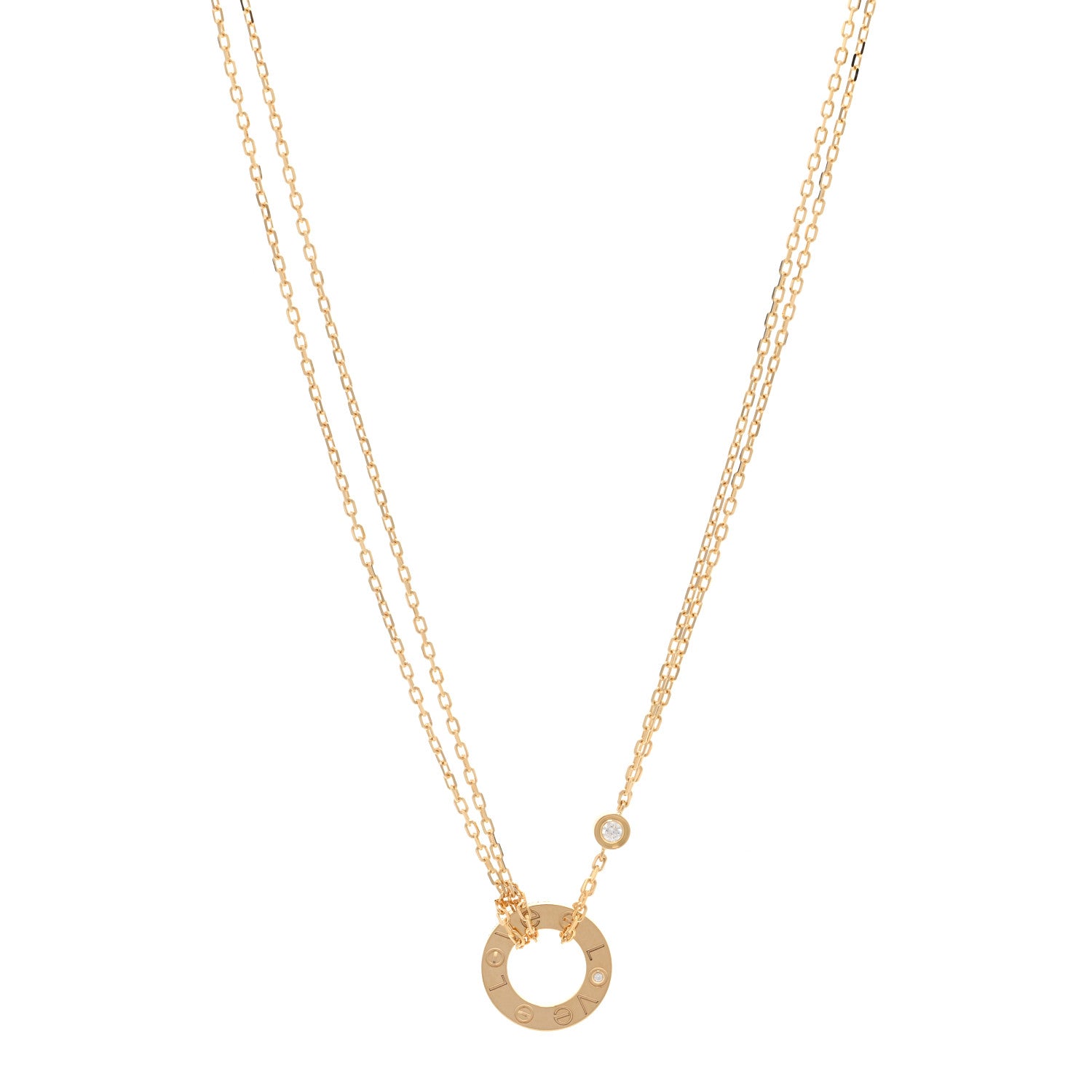 Cartier 18K Yellow Gold 2 Diamond LOVE Necklace 1 of 5