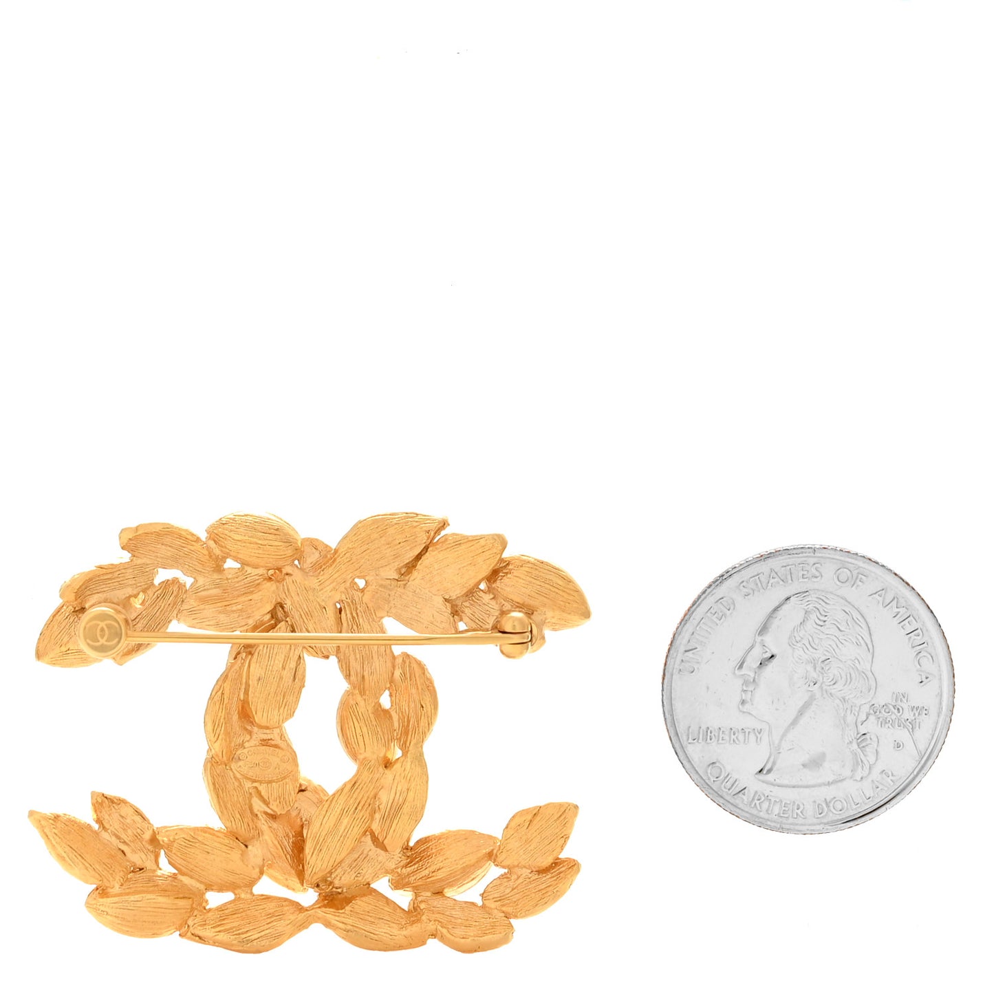 Crystal Sparkling Wheat CC Brooch Gold