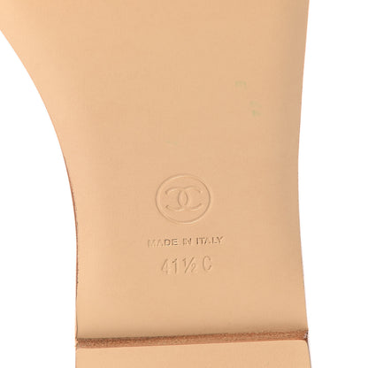 Chanel Goatskin Velvet Fantasy CC Chain Thong Sandals 41.5 Silver Ivory 6 of 9
