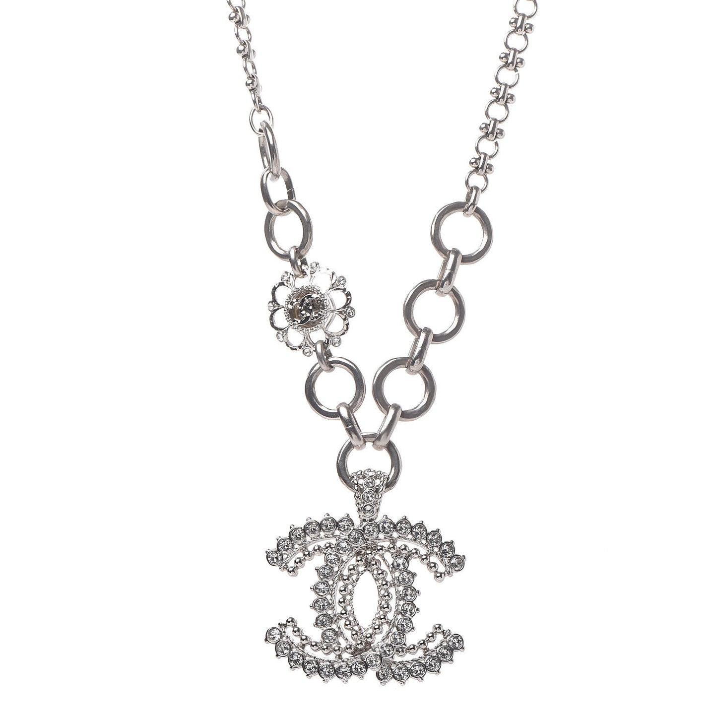 Crystal CC Short Necklace Silver