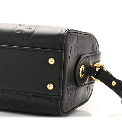 Gucci Calfskin Jumbo GG Embossed Super Mini Top Handle Bowler Bag Black 10 of 12