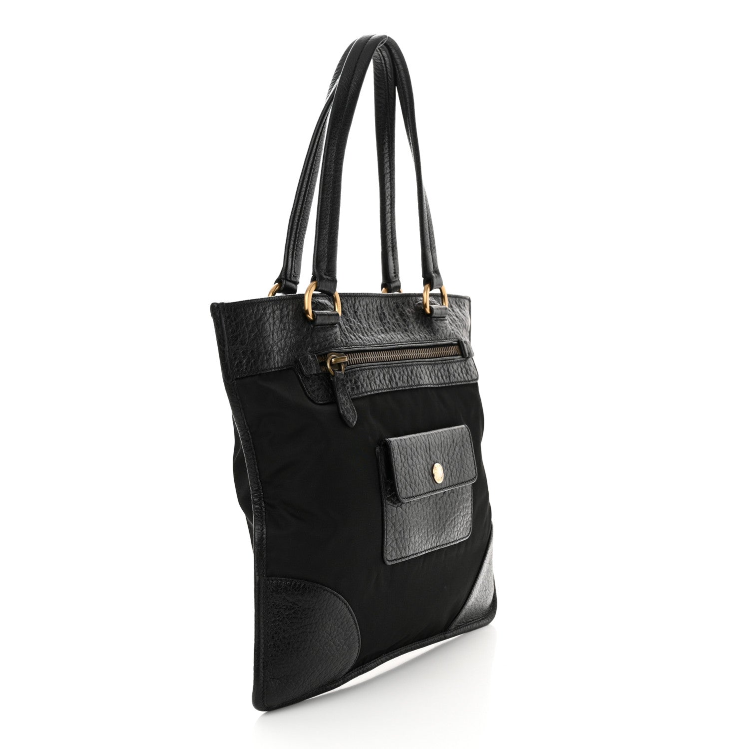 Prada Tessuto Nylon Vitello Daino Flat Shoulder Bag Black 3 of 10