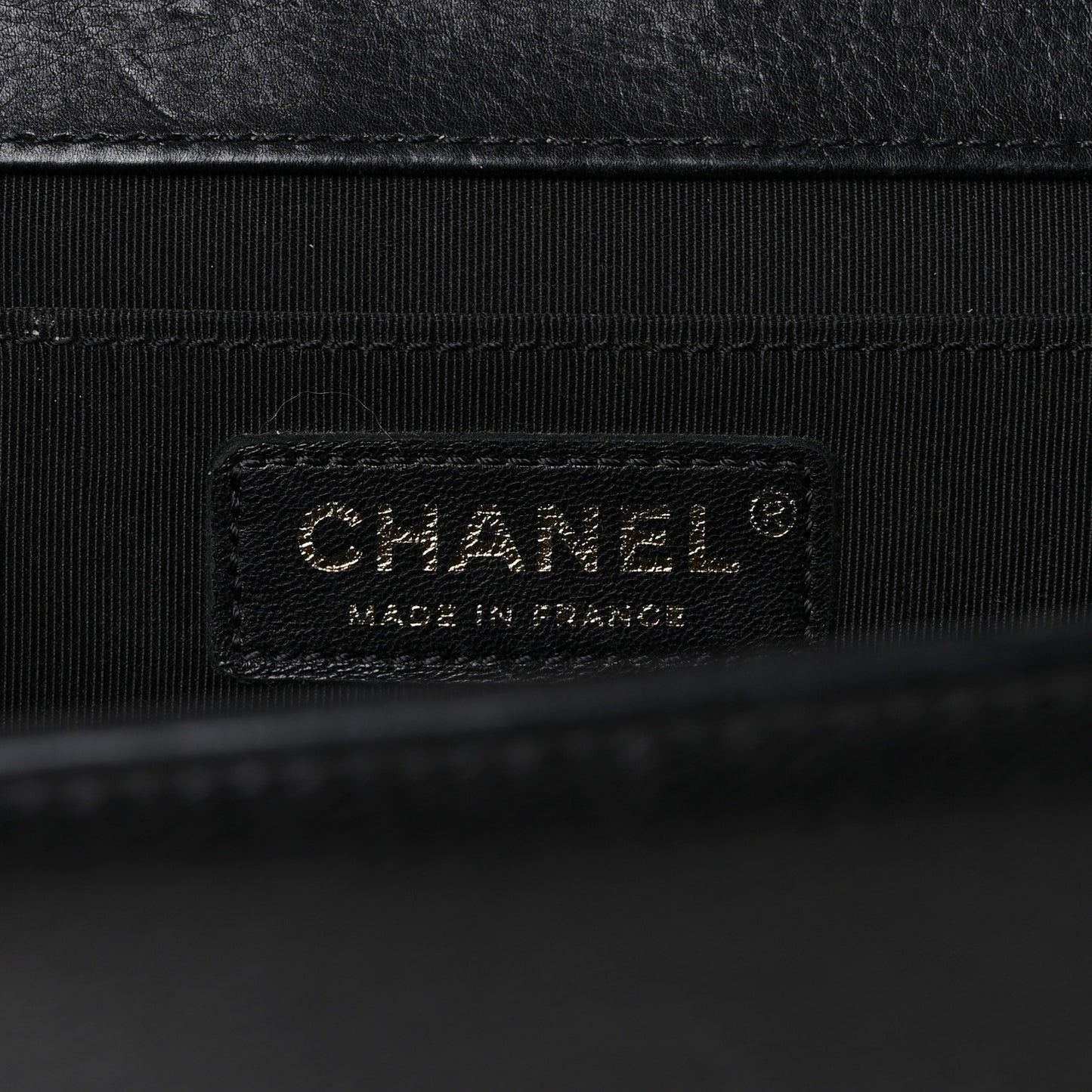 Grained Calfskin Quilted Medium Flap Black