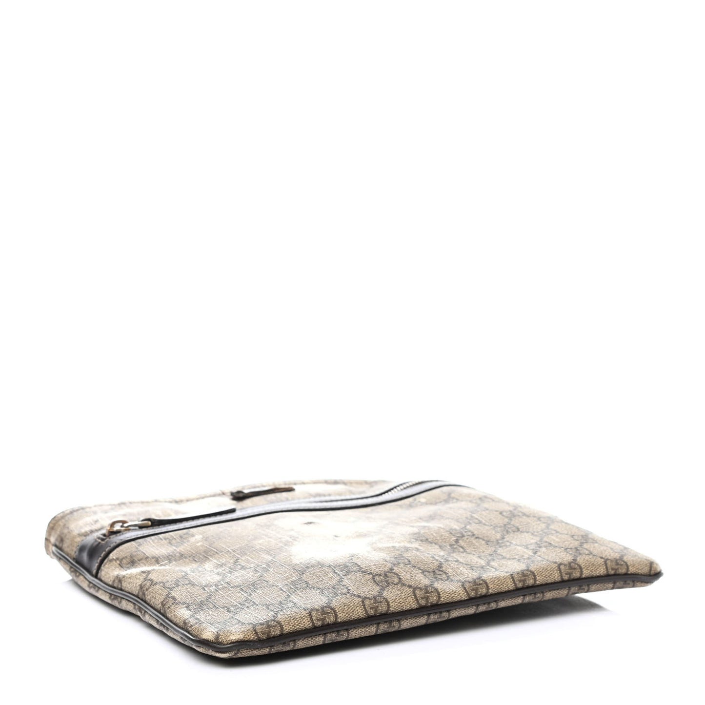 GG Supreme Monogram Selleria Calfskin Small Flat Side Zip Messenger Bag Beige Ebony Cocoa Dark Chocolate