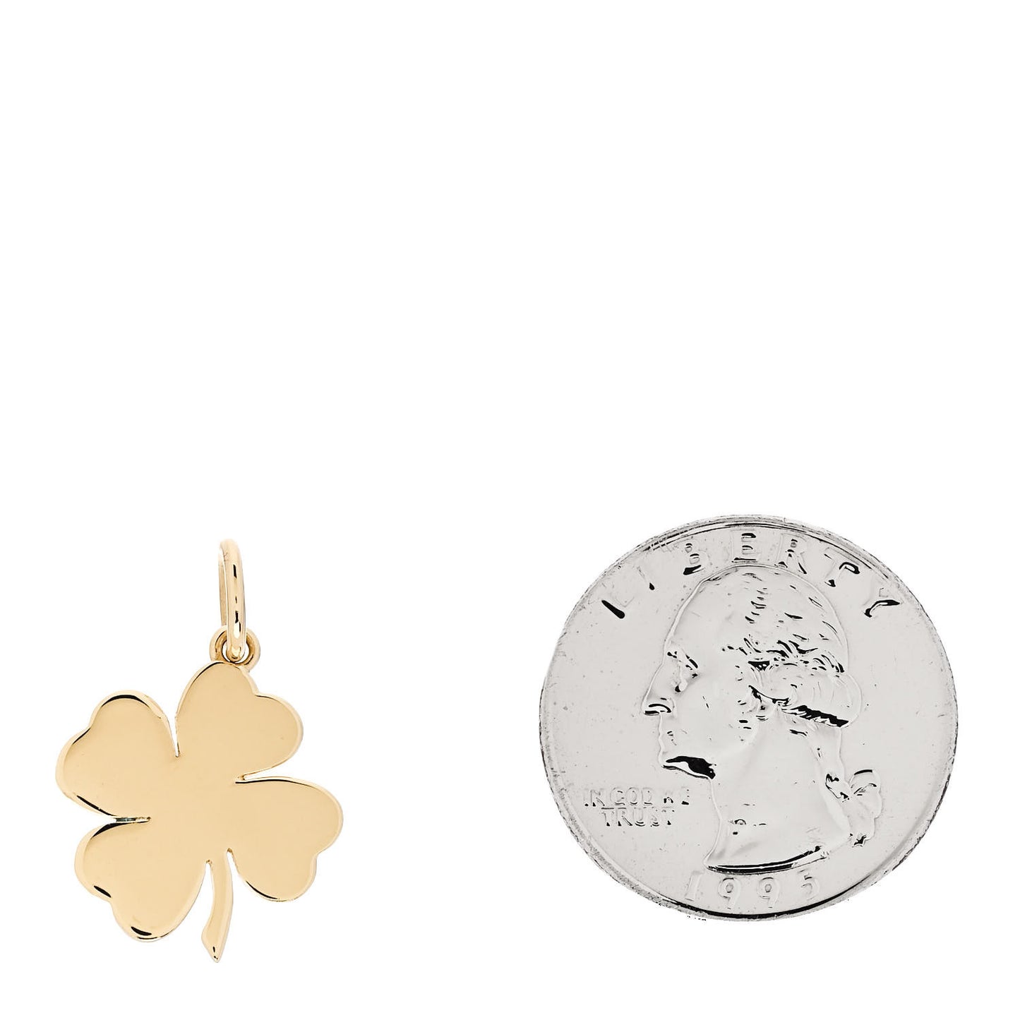 18K Yellow Gold Four Leaf Clover Charm