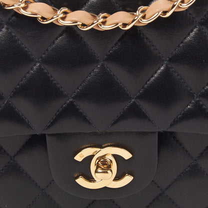 Chanel Lambskin Quilted Medium Double Flap Black Beige Flap 7 of 10