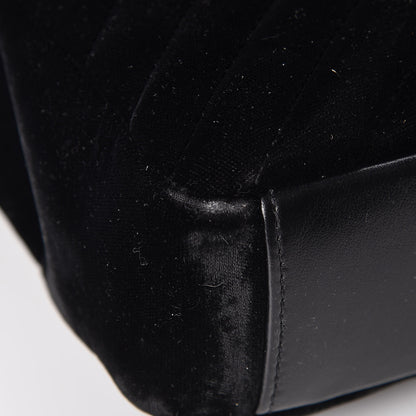 Saint Laurent Velvet Matelasse Chevron Medium College Monogram Bag Black 12 of 16