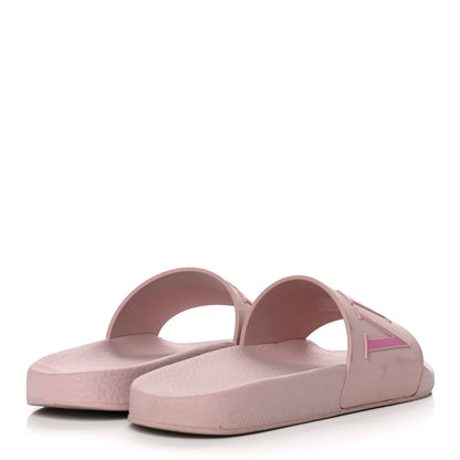 Valentino Garavani Rubber VLTN Pool Slide Sandals 37 Water Rose Disco Pink 4 of 16