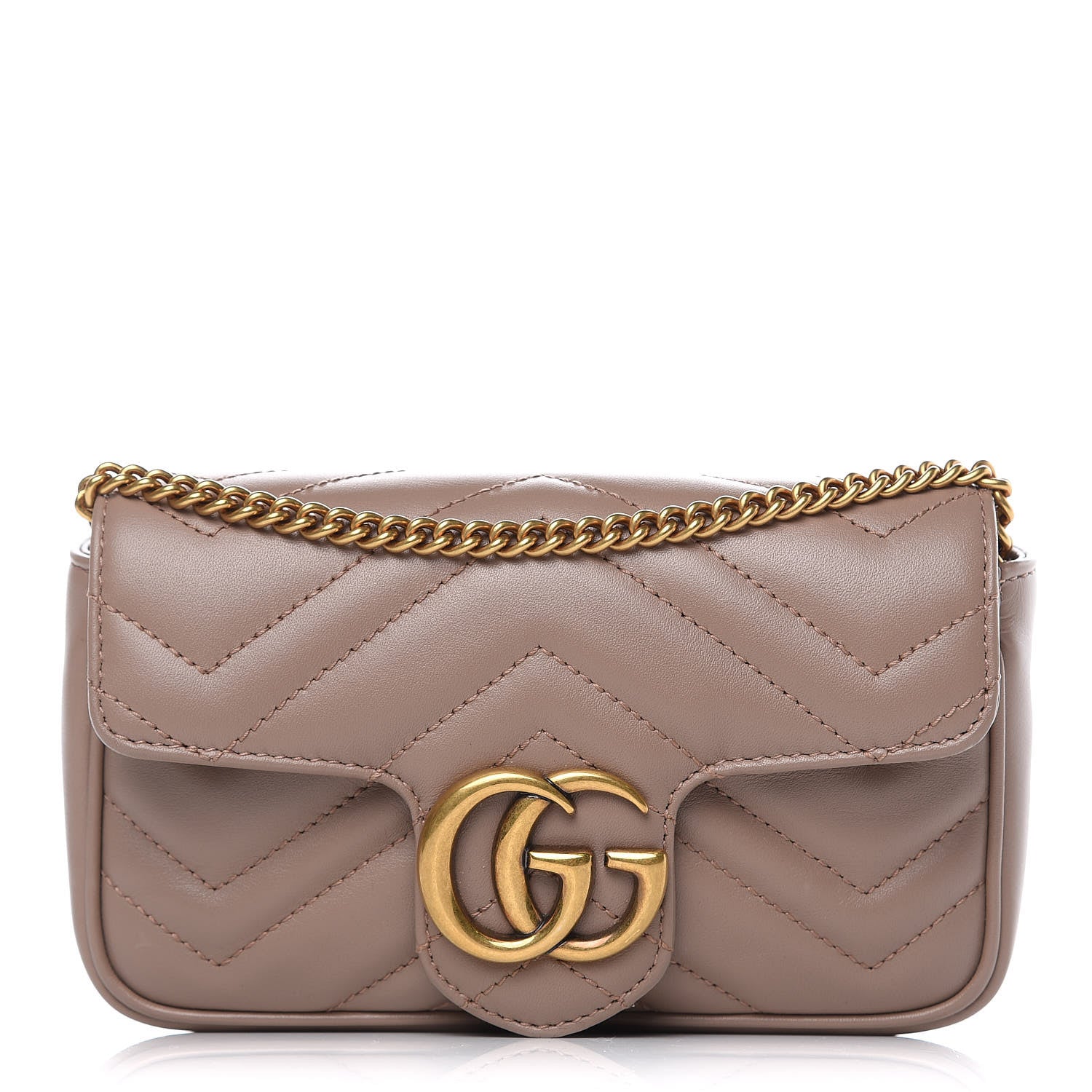 Gucci Calfskin Matelasse Super Mini GG Marmont Shoulder Bag Porcelain Rose 1 of 10