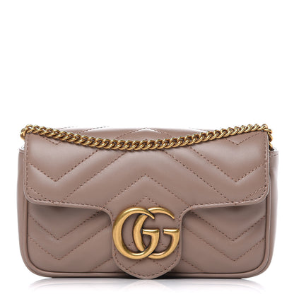 Gucci Calfskin Matelasse Super Mini GG Marmont Shoulder Bag Porcelain Rose 1 of 10