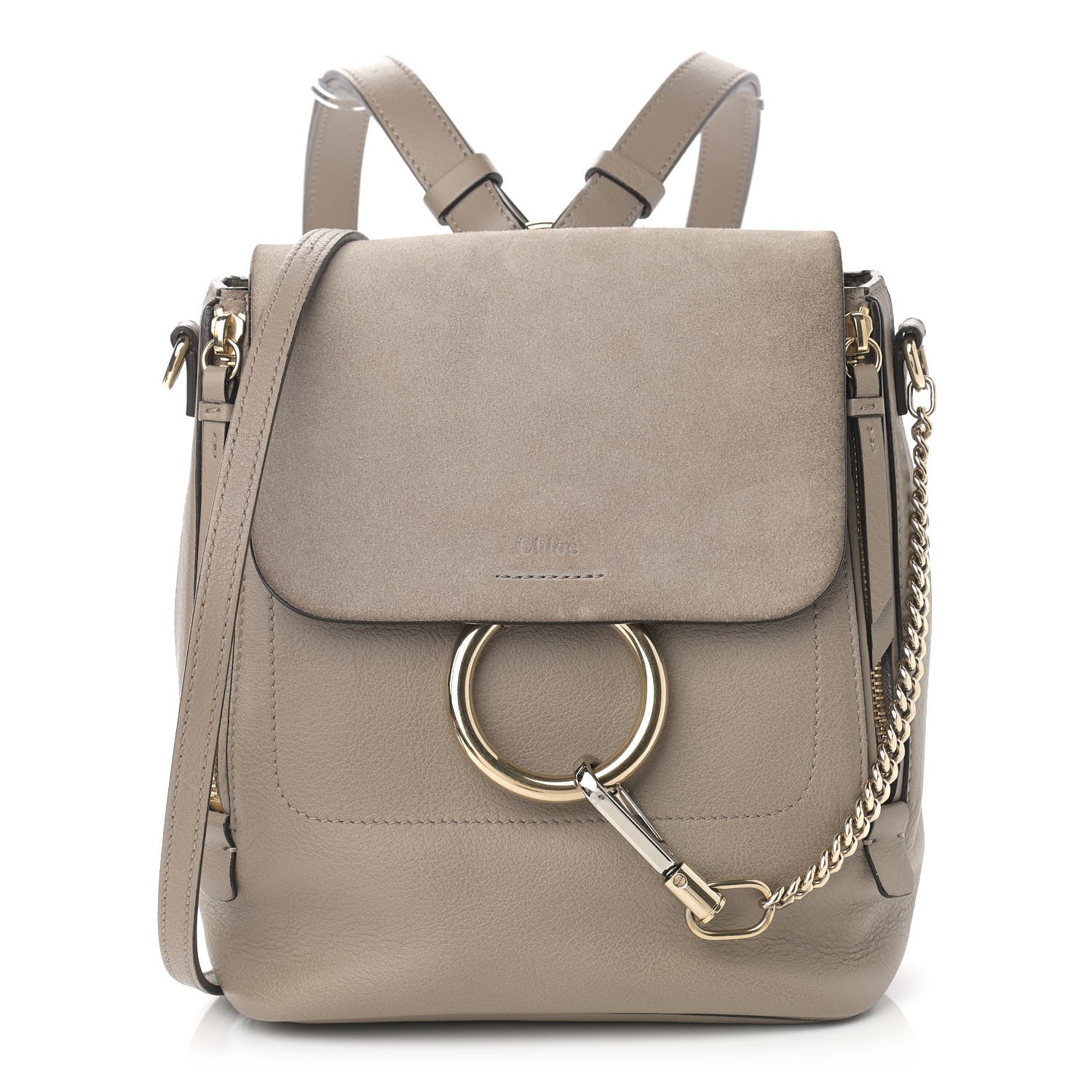 Chloe Suede Calfskin Small Faye Backpack Motty Grey 1 of 11
