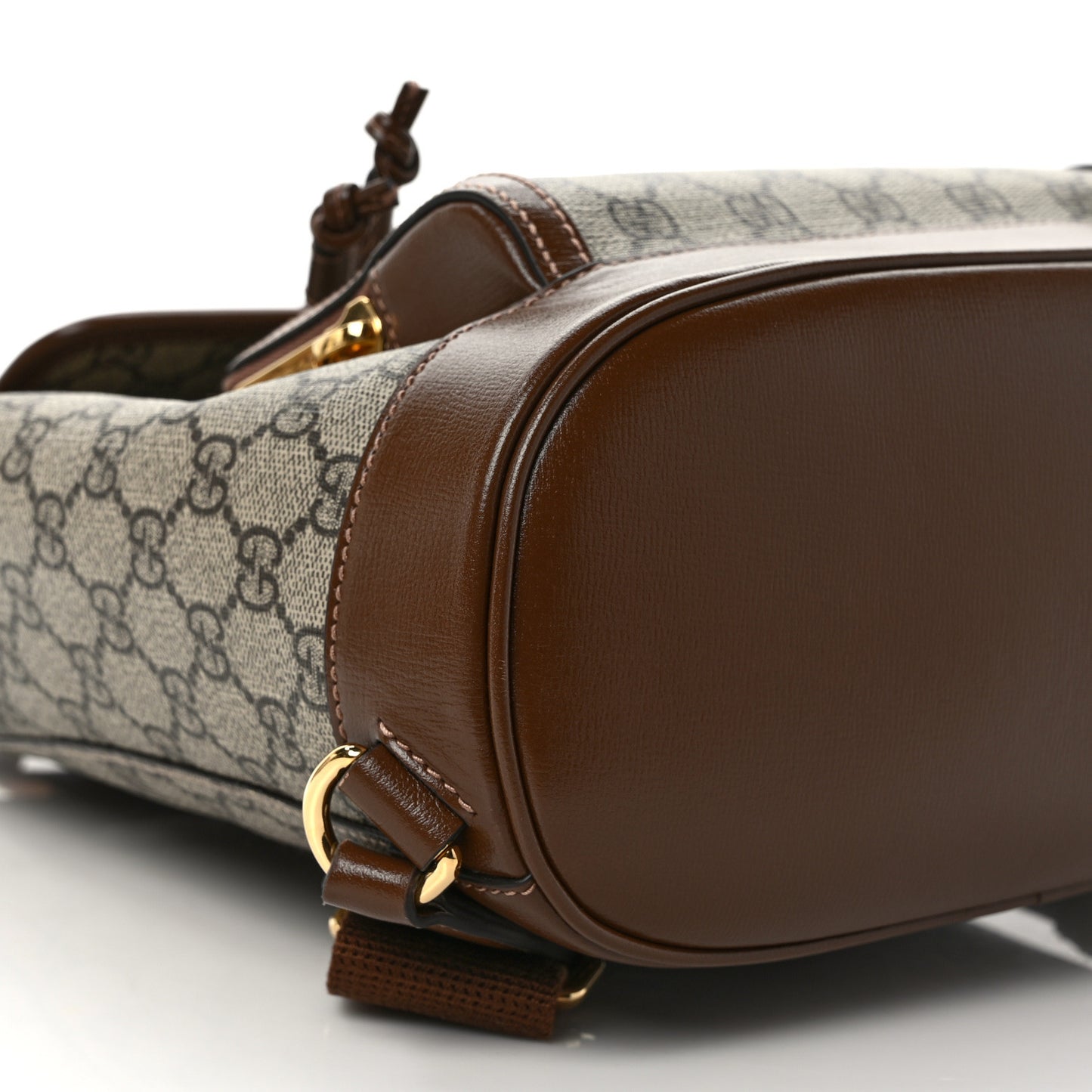 GG Supreme Monogram Azalea Calfskin Retro Interlocking G Buckle Backpack Beige Ebony Brown Sugar