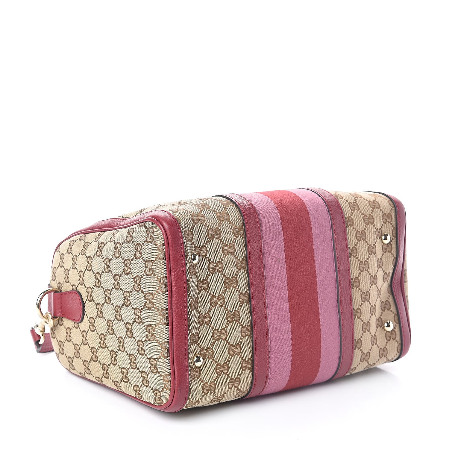 Gucci Monogram Cellarius Calfskin Vintage Web Medium Boston Beige Ebony Soft Burgundy Peonia Flower 4 of 9