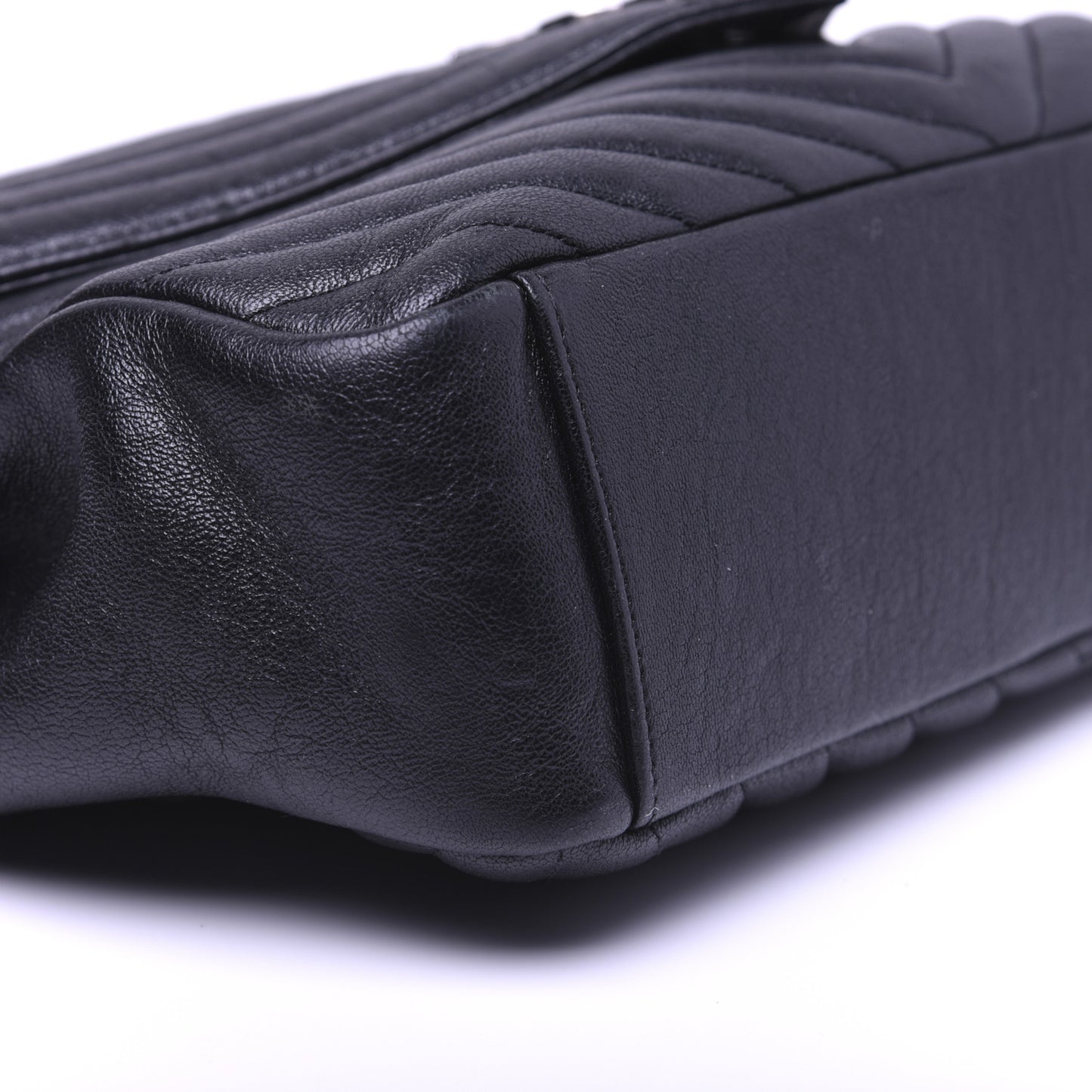 Sheepskin Matelasse Chevron Monogram Large College Satchel Black