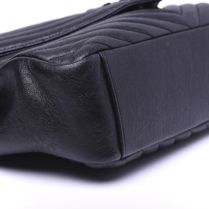 Saint Laurent Sheepskin Matelasse Chevron Monogram Large College Satchel Black 10 of 31