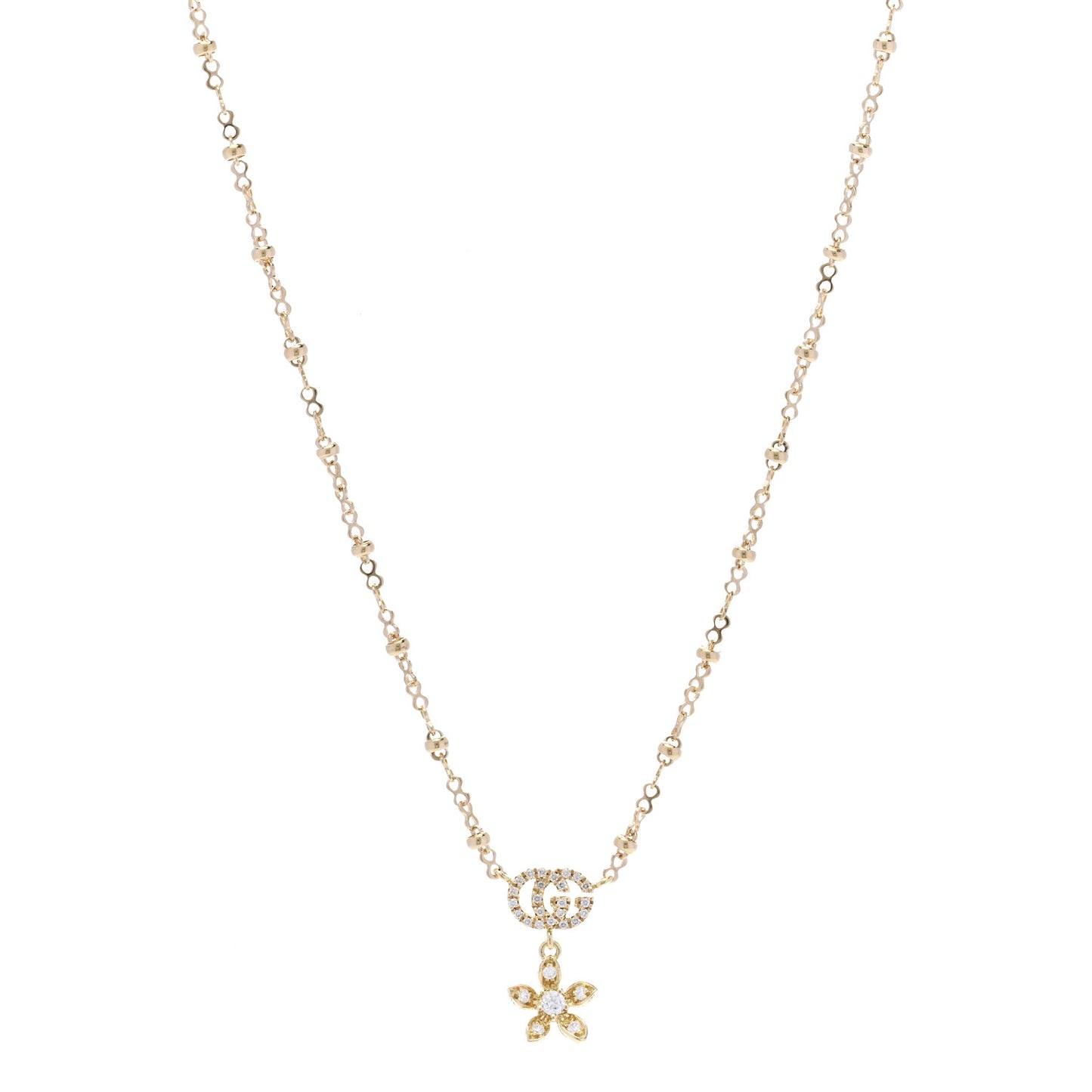 18K Yellow Gold Diamond Flora Necklace