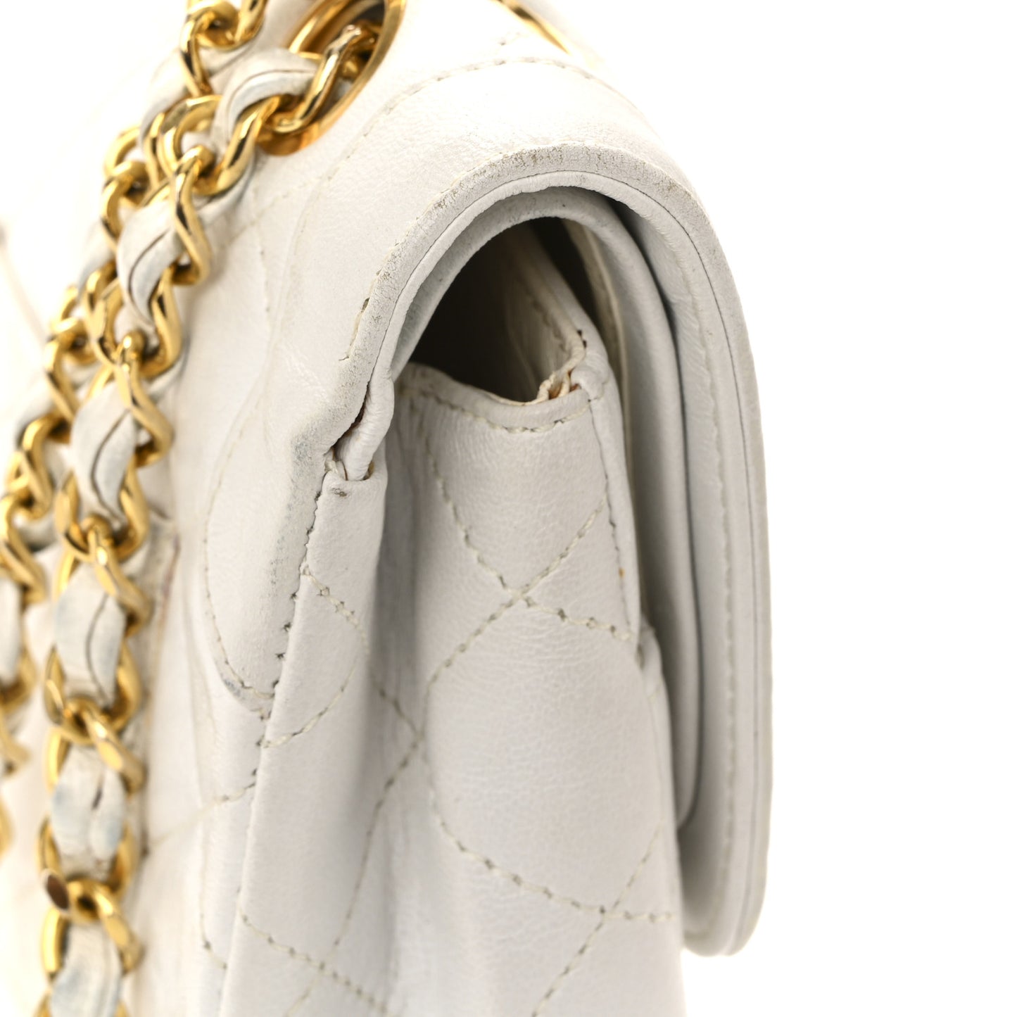 Lambskin Quilted Small Flap White