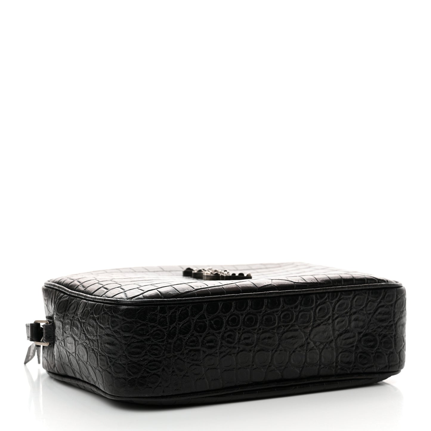 Calfskin Crocodile Embossed Monogram Lou Camera Bag Black