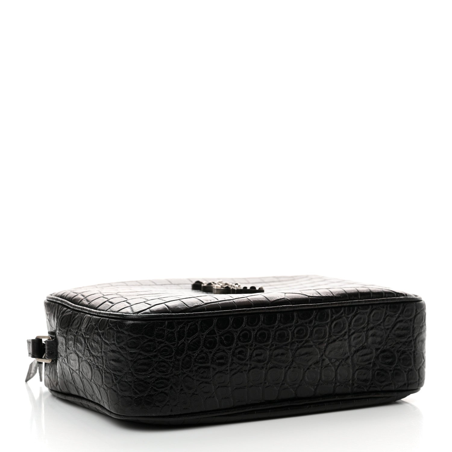 Saint Laurent Calfskin Crocodile Embossed Monogram Lou Camera Bag Black 4 of 18
