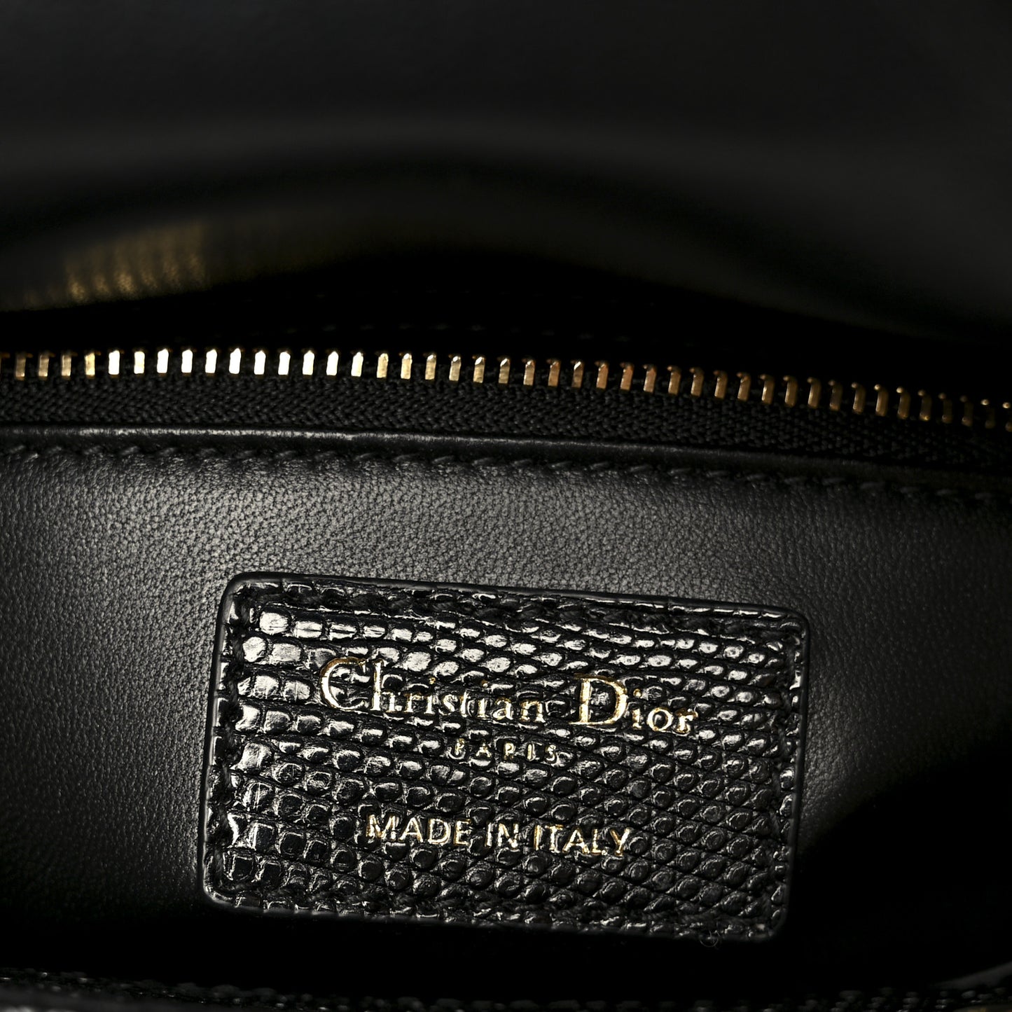 Lizard Small Lady Dior Black