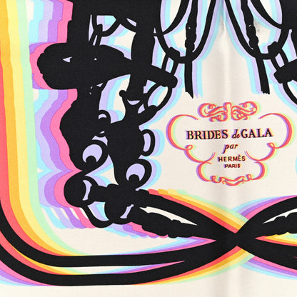 Hermes Silk Brides De Gala Shadow Pocket Square Creme Black Rose Fluo 3 of 4