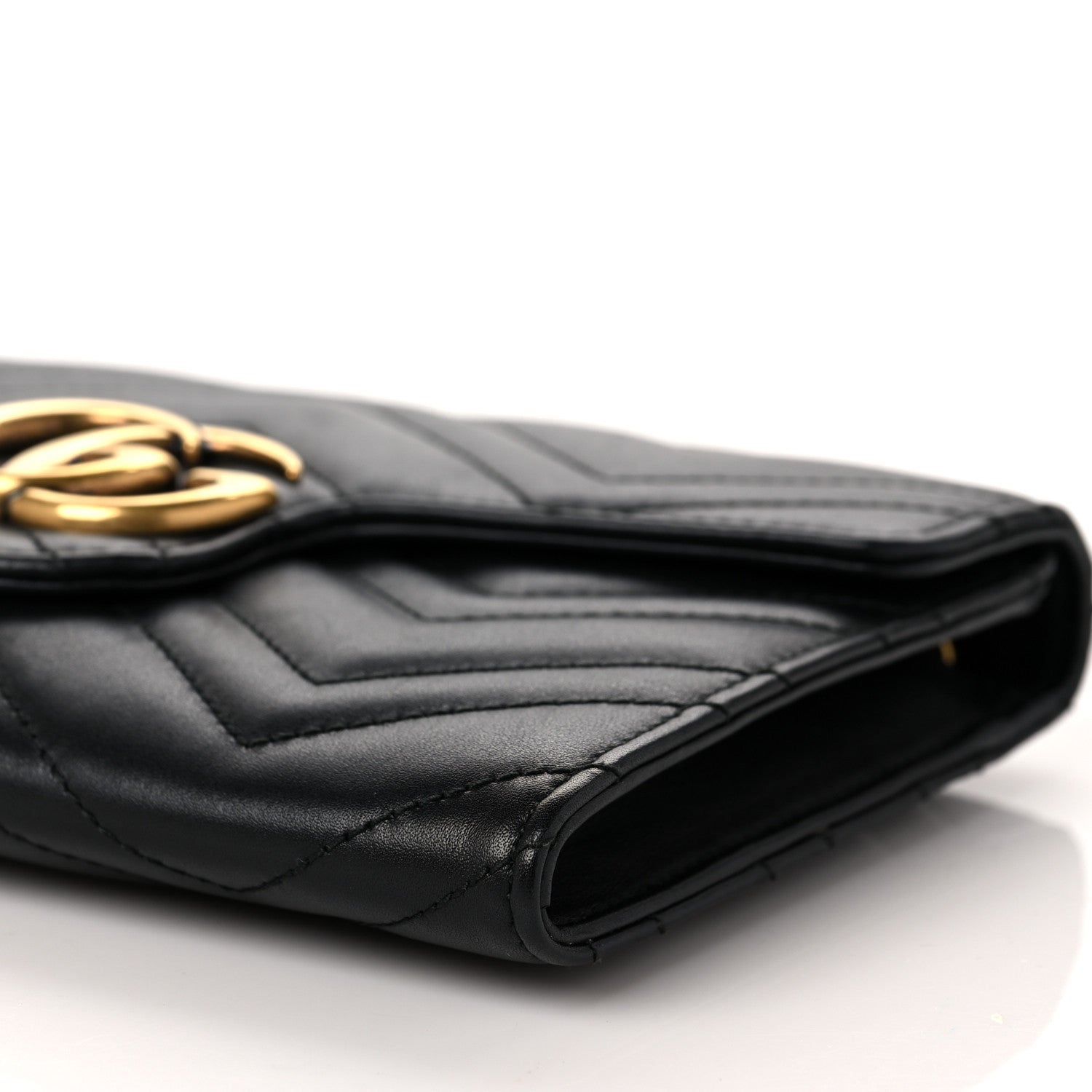 Gucci Calfskin Matelasse Mini GG Marmont Chain Wallet Black 8 of 9