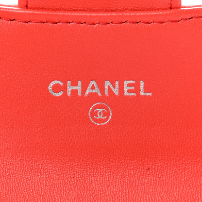 Chanel Lambskin Quilted Flap Card Holder Wallet Red 6 of 9