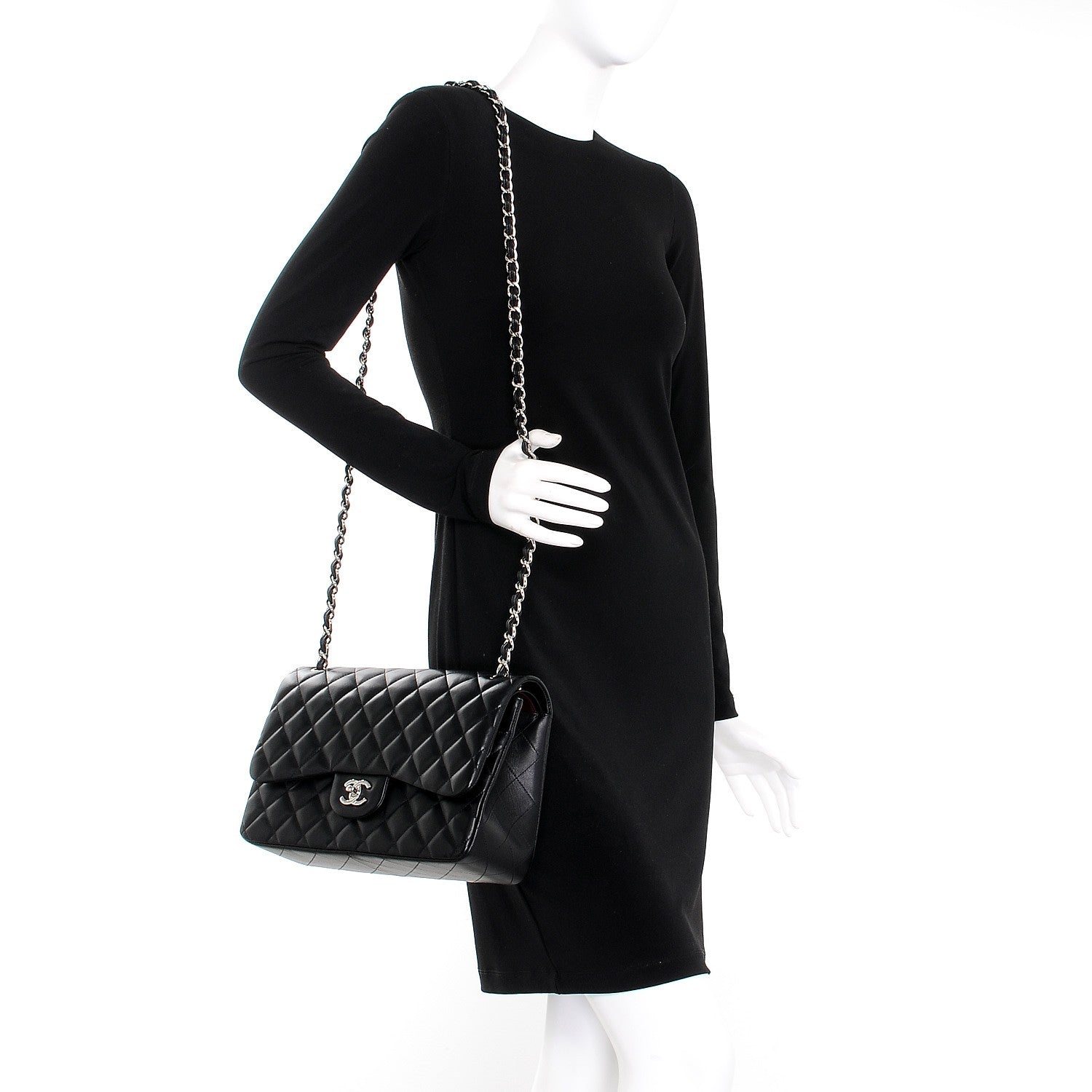 Chanel Lambskin Quilted Jumbo Double Flap Black 2 of 9