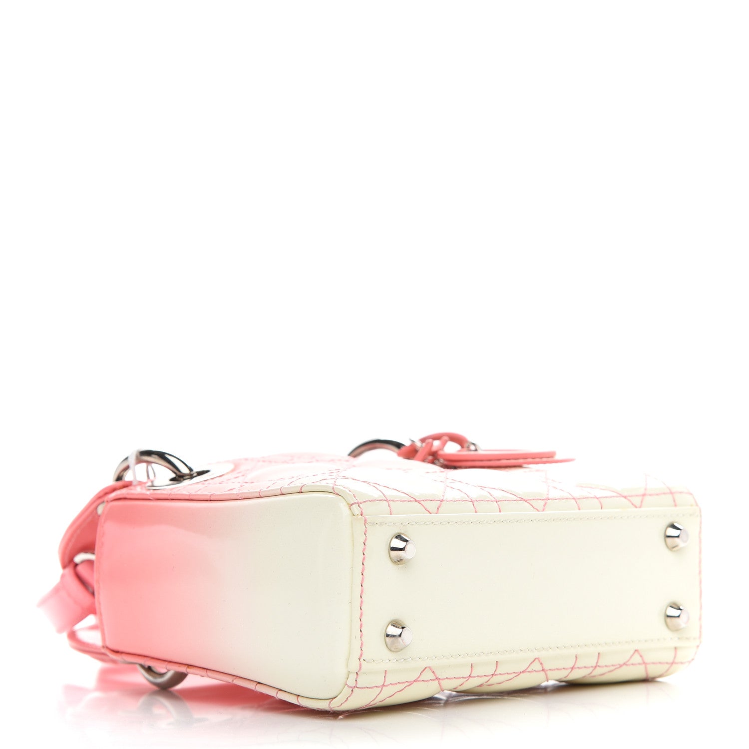 Christian Dior Patent Cannage Gradient Nano Lady Dior Pink White 4 of 11