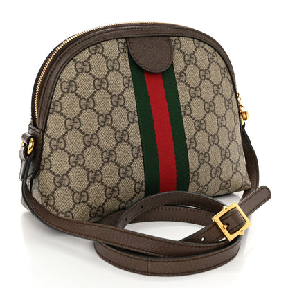 Gucci GG Supreme Monogram Textured Dollar Calfskin Web Small Ophidia Dome Shoulder Bag Beige Ebony New Acero 3 of 12