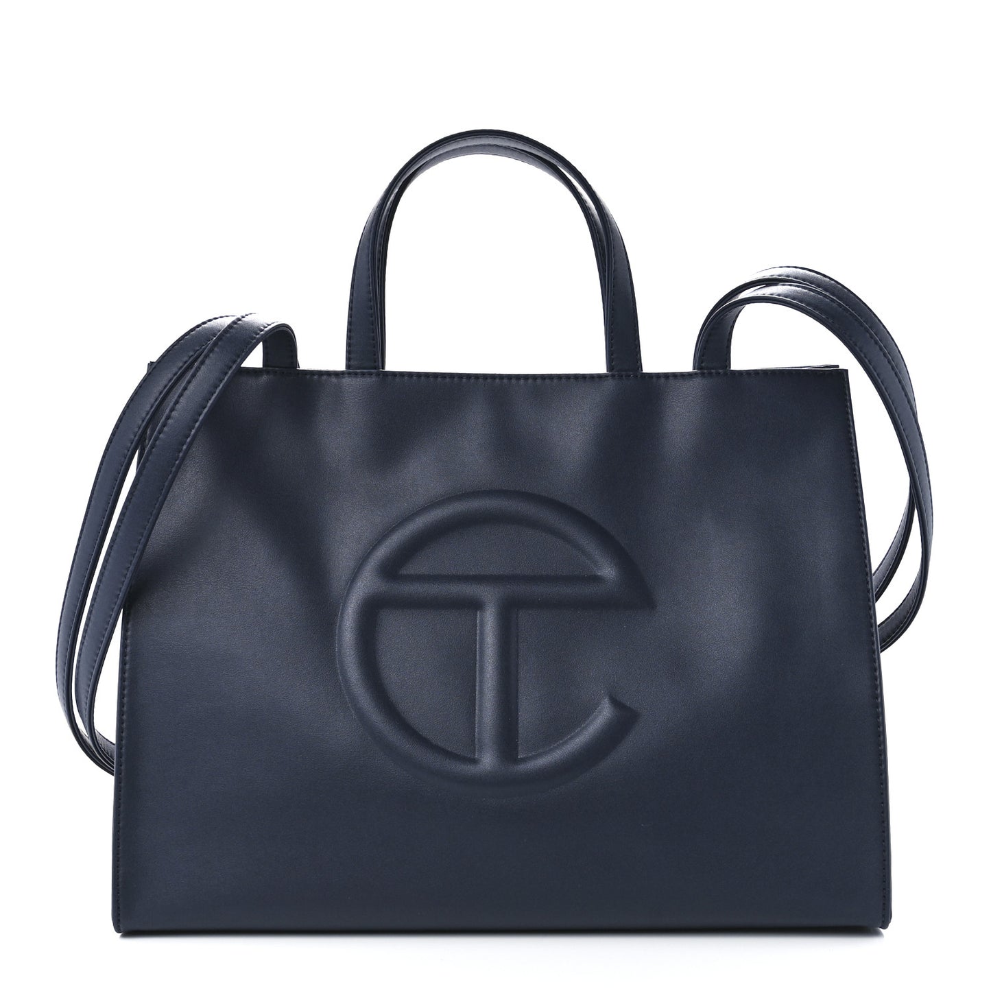 Vegan Leather Medium Shopping Bag Navy