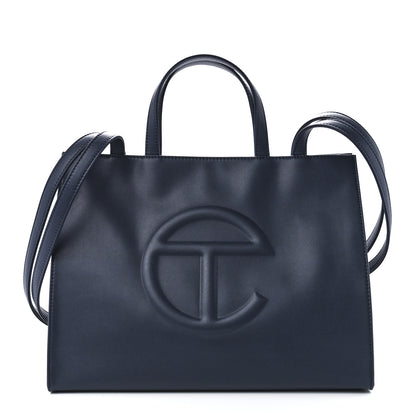 Telfar Vegan Leather Medium Shopping Bag Navy 1 of 11