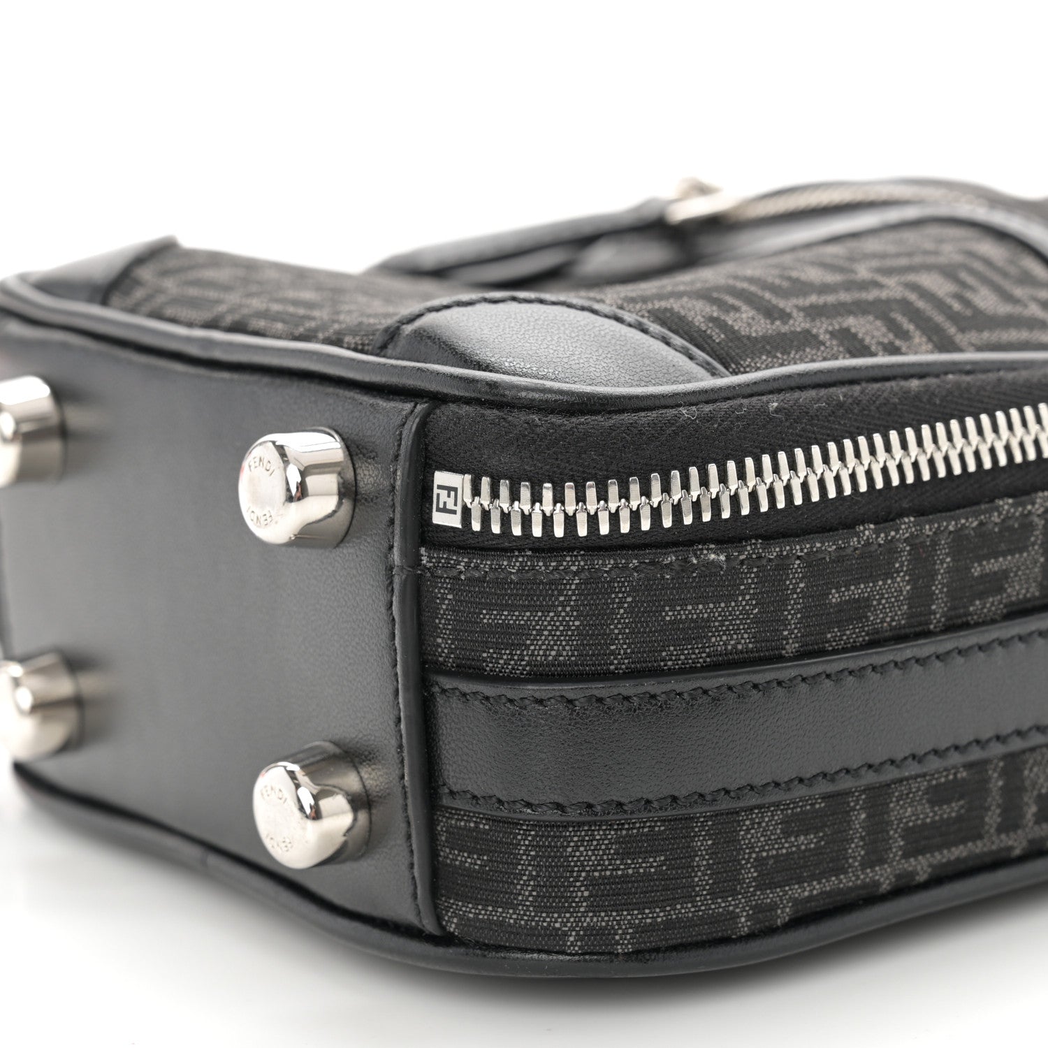 Fendi Recycled Fabric Jacquard Vitello Astro Micro FF Mini Trolley Bag Asfalto Black 10 of 11