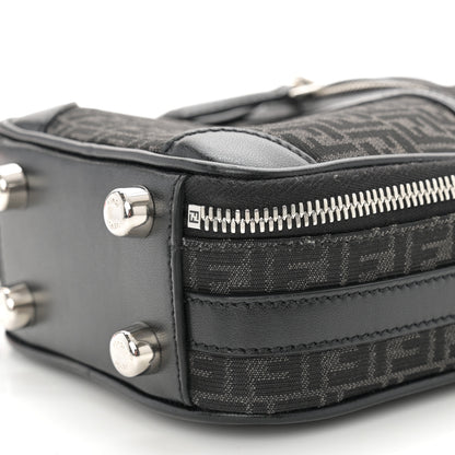 Fendi Recycled Fabric Jacquard Vitello Astro Micro FF Mini Trolley Bag Asfalto Black 10 of 11