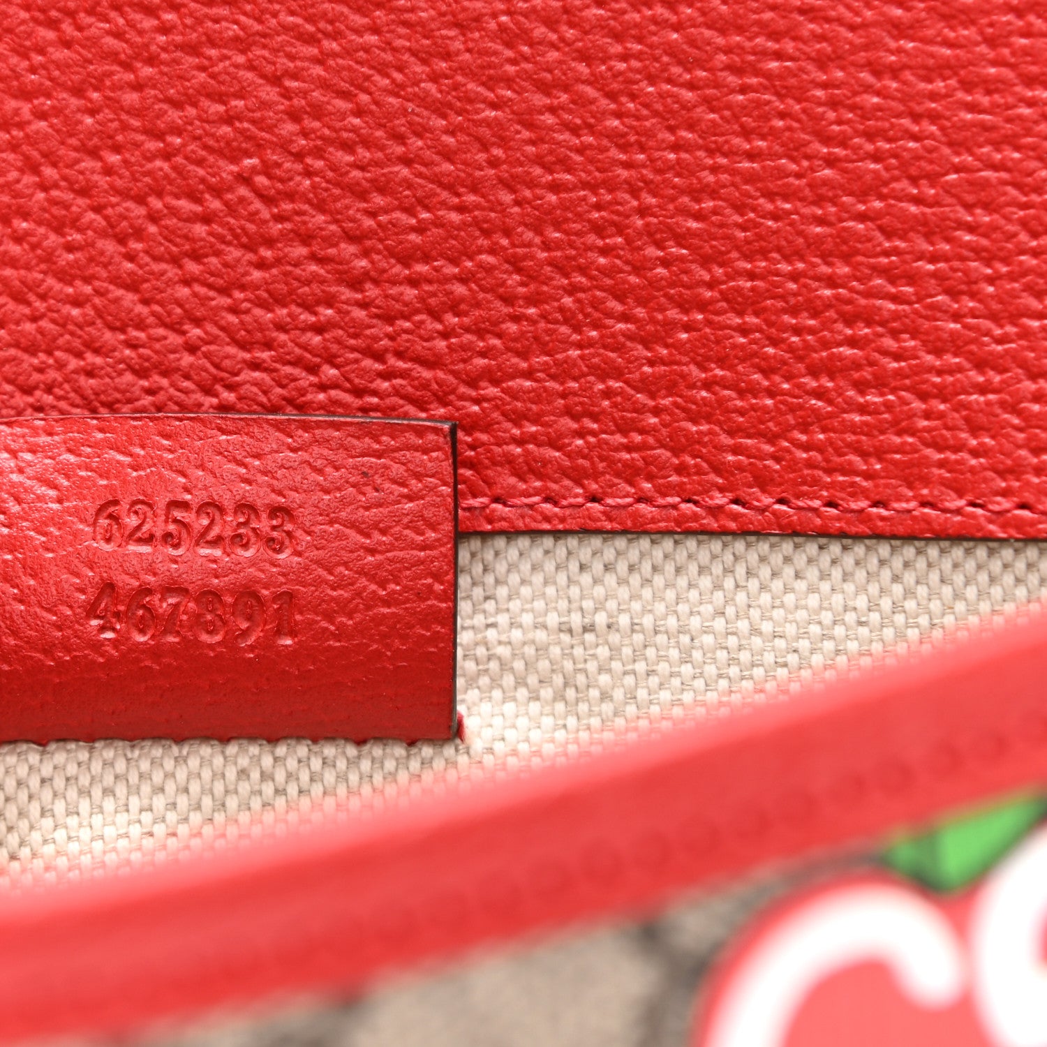 Gucci GG Supreme Monogram Apple Interlocking G Belt Bag Beige Multicolor Lobster Red 7 of 10