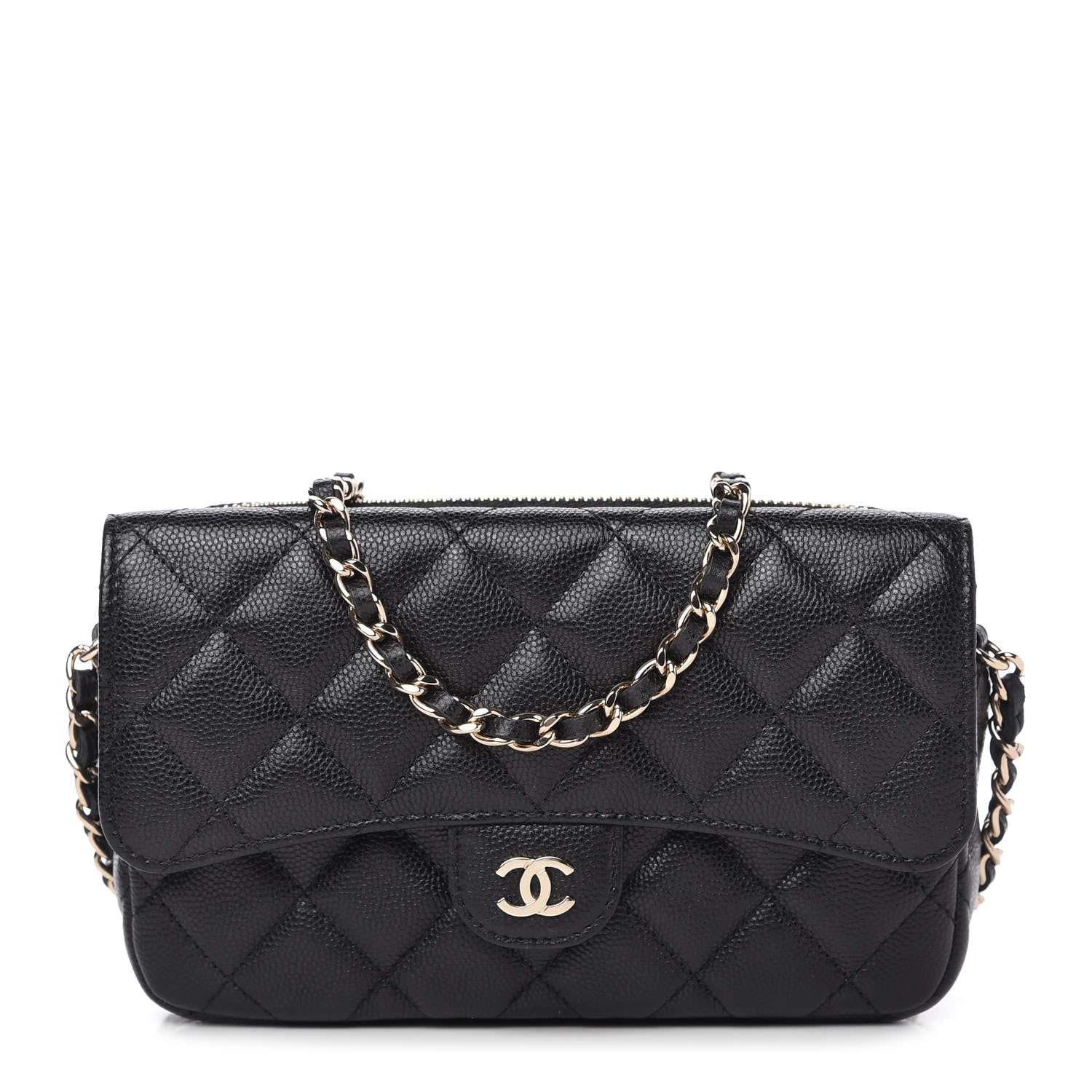 Chanel Caviar Quilted Flap Phone Holder With Chain Black 1 of 12