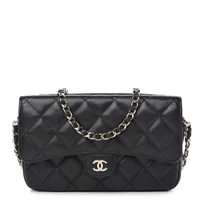 Chanel Caviar Quilted Flap Phone Holder With Chain Black 1 of 12