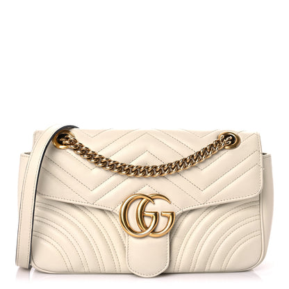 Gucci Calfskin Matelasse Small GG Marmont Shoulder Bag White 1 of 19