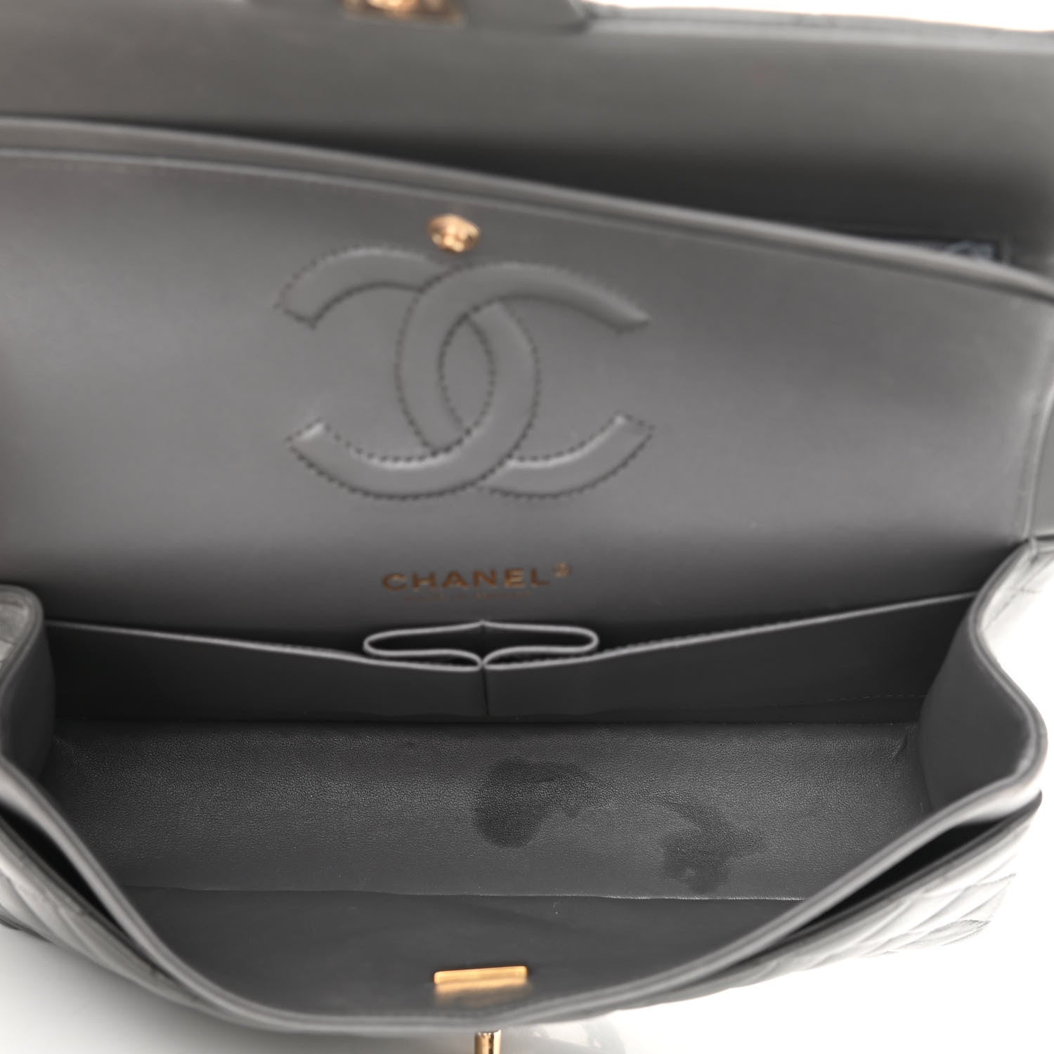 Chanel Lambskin Quilted Medium Double Flap Dark Grey 5 of 12