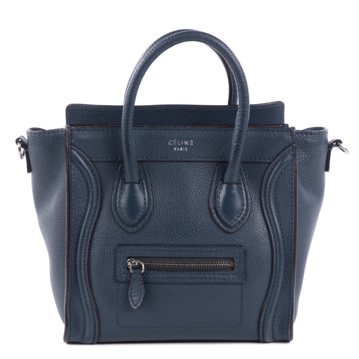 Celine Drummed Calfskin Nano Luggage Orage 1 of 8