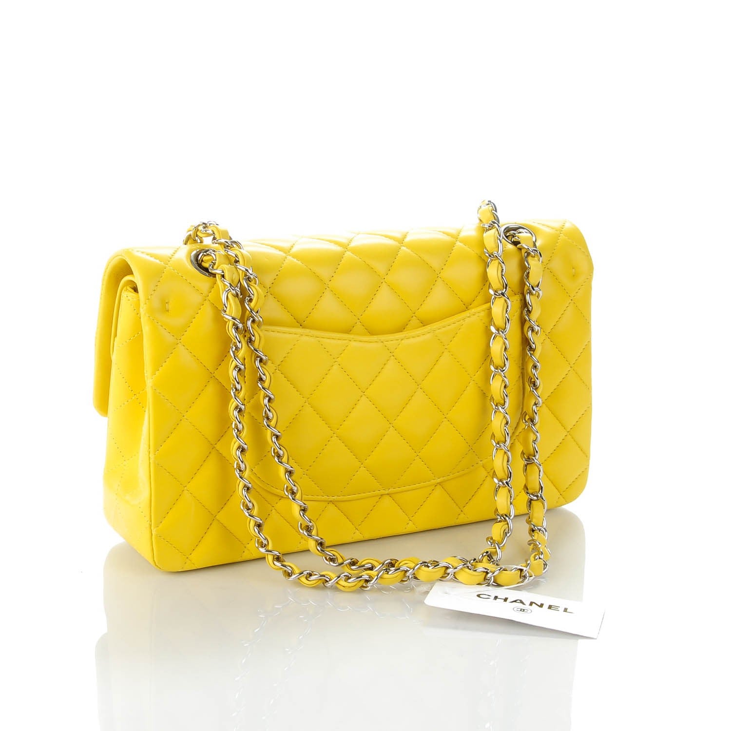 Chanel Lambskin Quilted Medium Double Flap Yellow 3 of 8