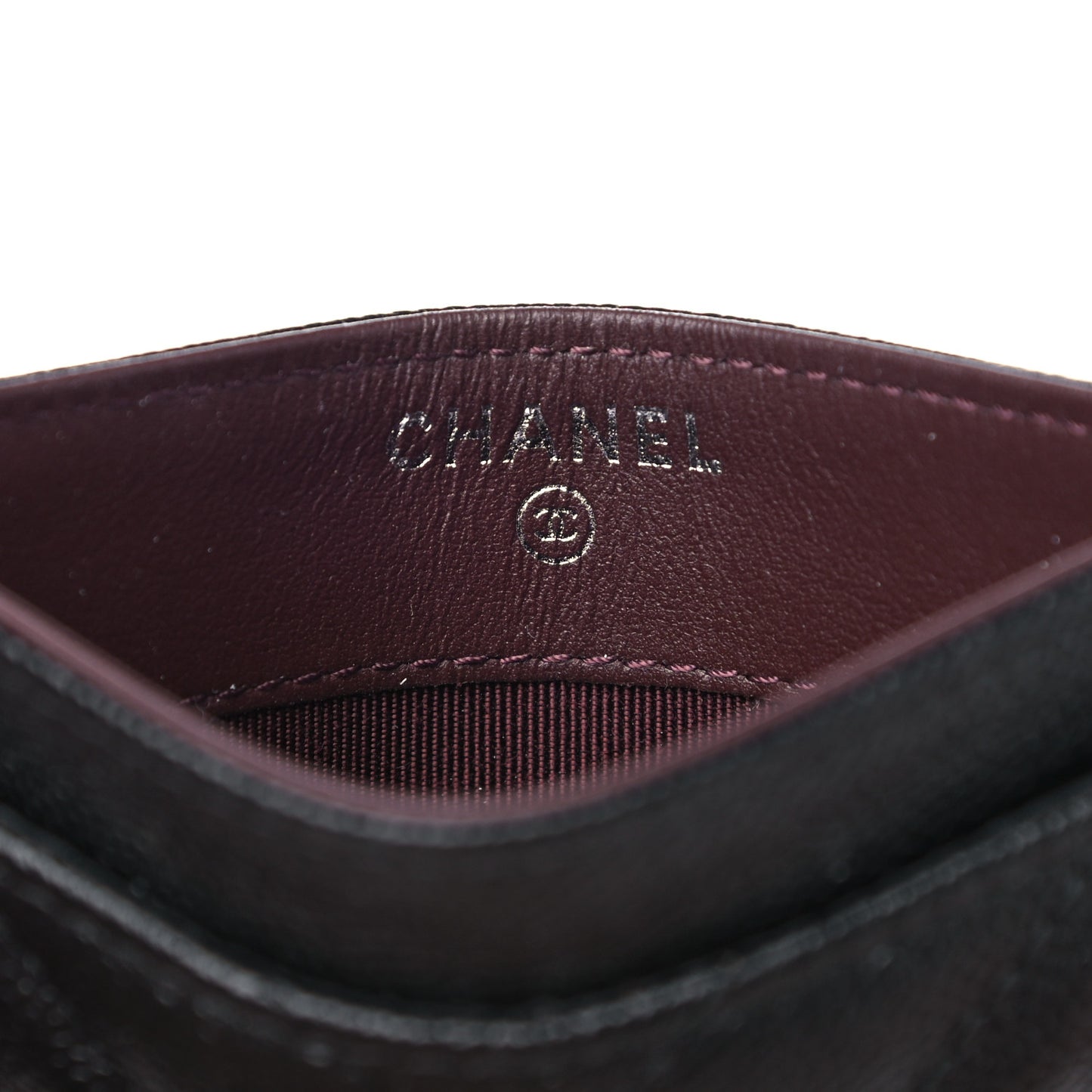 Caviar Chevron Quilted Card Holder Black