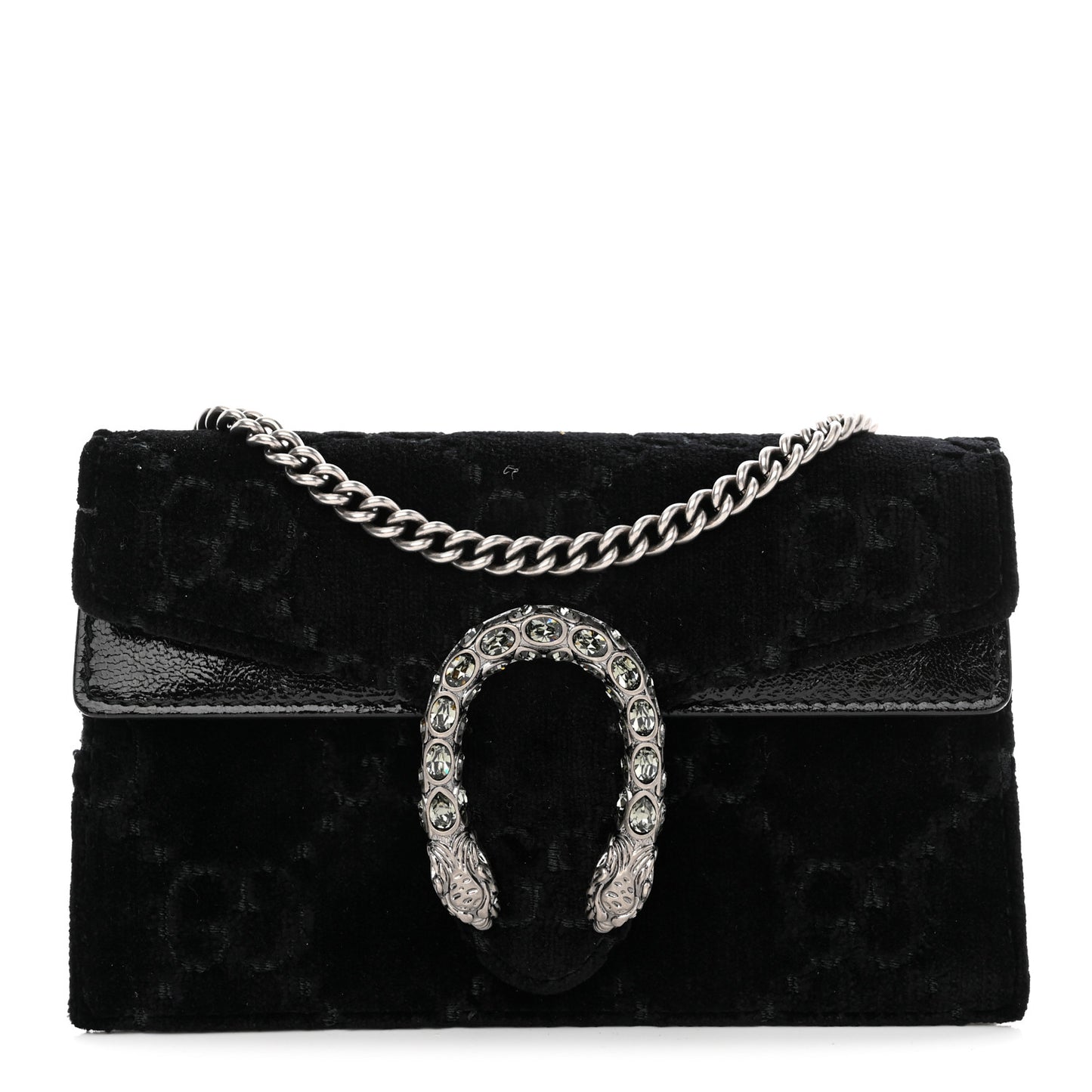 Velvet GG Monogram Super Mini Dionysus Shoulder Bag Black