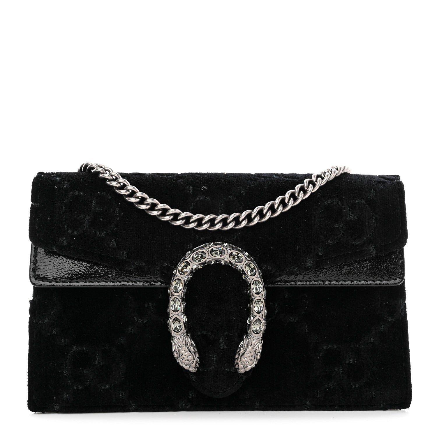 Gucci Velvet GG Monogram Super Mini Dionysus Shoulder Bag Black 1 of 10